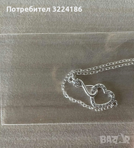 НОВО! Елегантно сребърно колие 925 Сърце и Безкрайност, снимка 2 - Колиета, медальони, синджири - 54239988