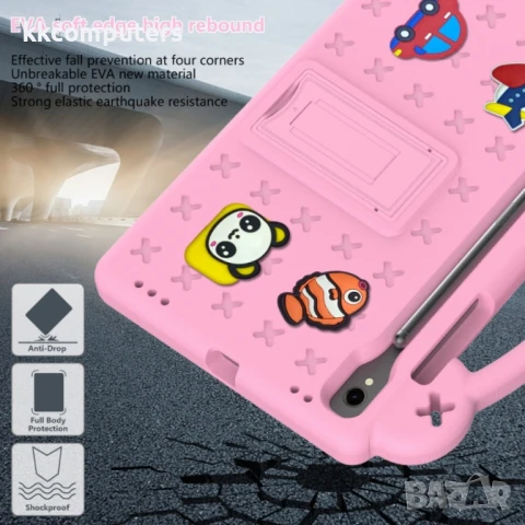 Samsung Galaxy Tab S9 FE / X510N EVA Детски Удароустойчив Калъф с Удобна Дръжка и Стойка + Протектор, снимка 9 - Калъфи, кейсове - 51037084