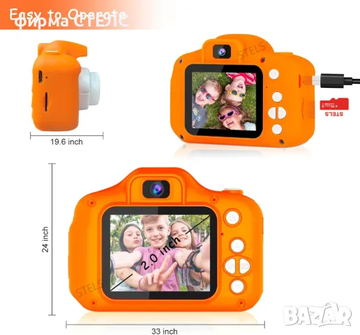Детски цифров фотоапарат STELS W390 с 16GB карта, Full HD видео, Игри, снимка 18 - Фотоапарати - 40175779
