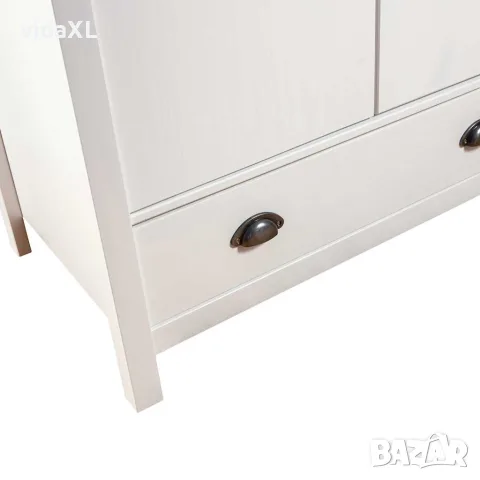 vidaXL Гардероб с 2 врати Hill бял 89x50x170 см борово дърво масив, снимка 5 - Гардероби - 56146490