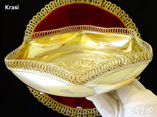 Бронзова салатиера,фруктиера 24 см.,маркирана. , снимка 2 - Антикварни и старинни предмети - 38459706