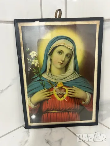 Стара картина Икона / Свети образ на Богородица, снимка 7 - Антикварни и старинни предмети - 49372277