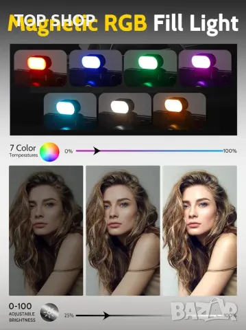 Статив за мобилен телефон AOCHUAN, iPhone/Android, с дистанционно и RGB светлина, M2Pro бял, снимка 7 - Селфи стикове, аксесоари - 49419812