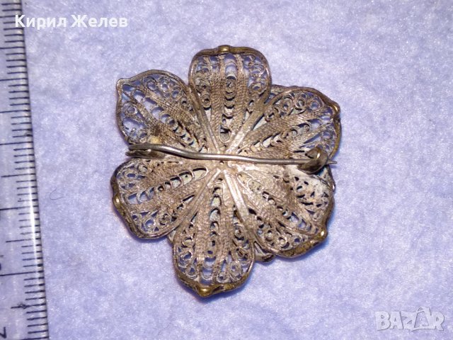 ФИЛИГРАННА СТАРИННА СРЕБЪРНА ФЛОРАЛНА БРОШКА МАЙСТОРСКА РЪЧНА КУЮМДЖИЙСКА ИЗРАБОТКА 34408, снимка 10 - Антикварни и старинни предмети - 39507516