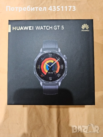 Смарт часовник HUAWEI WATCH GT 5 BLACK VLI-B19F Black Fluoroelastomer Strap 46 MM, GPS, ПУЛСОМЕР, SP, снимка 2 - Смарт часовници - 52514514