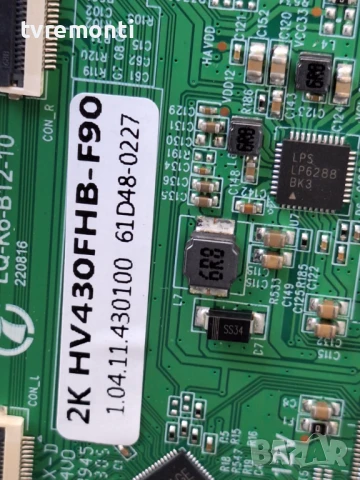 T-CON LQ-K6-B12-10 , 2K HV430FHB-F90 for, for 43 inc Aiwa LO-43BF-87/23 DISPLAY HV430FHB-GOA, снимка 2 - Части и Платки - 50999513