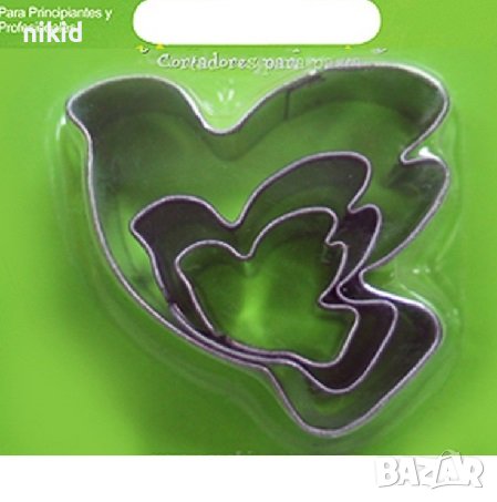 малки гълъб гълъби птичка 3 бр метални резци форми форма резец за тесто сладки пита фондан зеленчуци