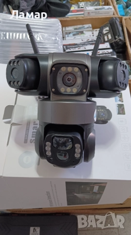 Тройна соларна безжична въртяща камера 4G 12MP работи с СИМ SIM карта мобилни данни от тел. оп, снимка 4 - IP камери - 51596504