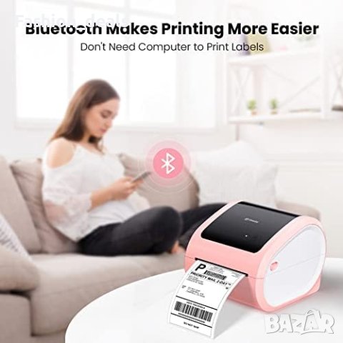 Нов Термален принтер за етикети в розов цвят с Bluetooth, снимка 7 - Друга електроника - 42777428