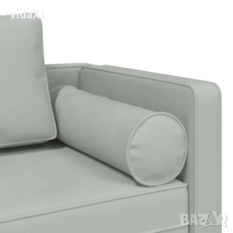 vidaXL Кушетка с възглавници, светлосива, кадифе, снимка 6 - Столове - 56147449