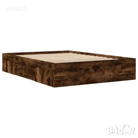 vidaXL Рамка за легло без матрак опушен дъб 120x200 см инженерно дърво, снимка 7 - Спални и легла - 56146896