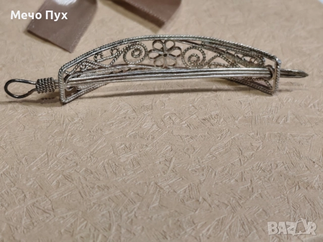 Стара сребърна шнола на коса Филигран , снимка 4 - Други ценни предмети - 52251218
