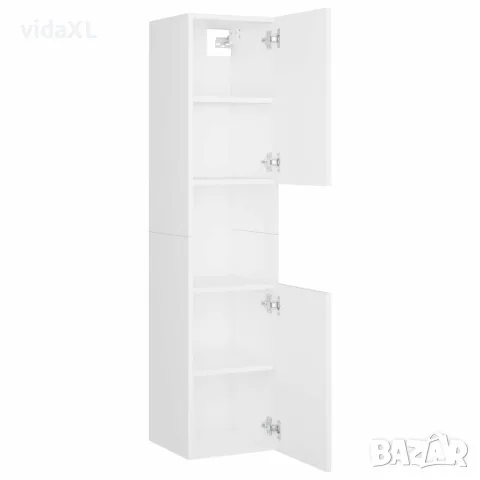 vidaXL Шкаф за баня, бял, 30x30x130 см, инженерно дърво, снимка 6 - Шкафове - 56147759