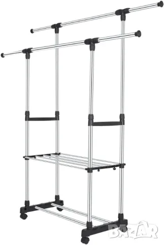 Поставка за дрехи на колела Разтегателна 75-151 Регулируема височина, снимка 2 - Закачалки - 49668436