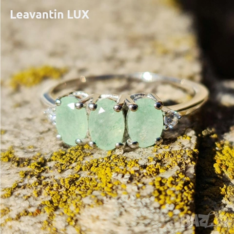 Пръстен с натурален зелен Авантюрин, снимка 5 - Пръстени - 54096855