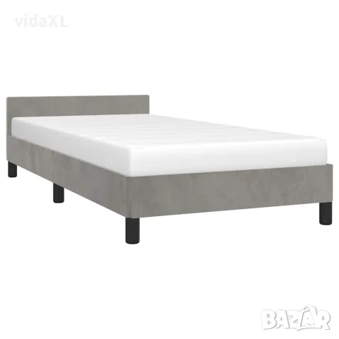 vidaXL Рамка за легло без матрак, светлосива, 100x200 см, кадифе, снимка 3 - Спални и легла - 56147171
