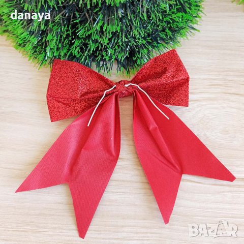 3234 Комплект блестящи коледни панделки за украса и декорация, 2 броя, снимка 6 - Декорация за дома - 38557666