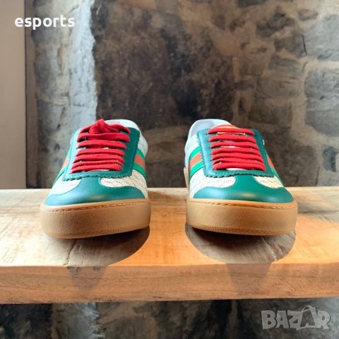 Мъжки кецове Gucci Dapper Dan GG Print White Green Web Sneakers 45 нови, снимка 3 - Кецове - 29772528