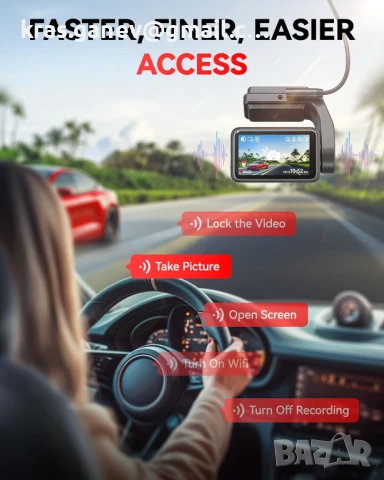 F4 4K камера за кола – предна, с тъчскрийн, гласови команди, 32GB карта, снимка 4 - Аксесоари и консумативи - 50796686