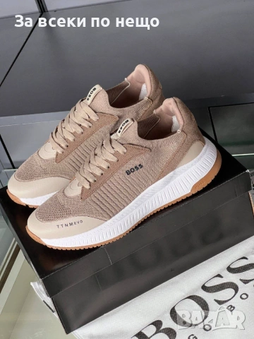 Hugo Boss Мъжки Бежови Маратонки👟Мъжки Спортни Обувки В Бежов Цвят Хуго Бос Код E1323, снимка 3 - Маратонки - 54148409