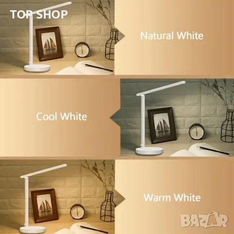 LED настолна лампа с безжично зарядно и грижа за очите MDHAND, снимка 6 - Настолни лампи - 48788151