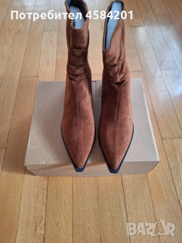 НОВИ белурени боти в кафяв цвят, номер 39, снимка 2 - Дамски боти - 52719183