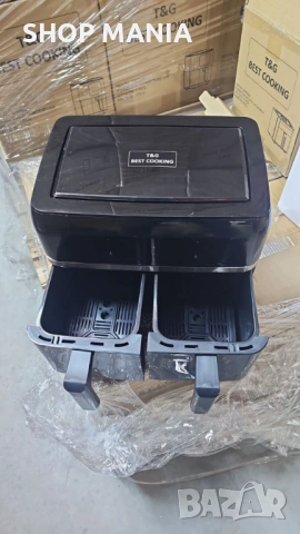 ПРОМОЦИЯ Двоен Air fryer T&G BEST COOKING 32847A0 - отделни LED дисплеи за всяка зона, снимка 3 - Съдове за готвене - 53059661
