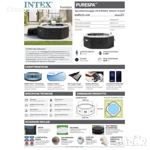 Надуваемо джакузи Intex PureSpa Bubble Deluxe, 4 места, 120 въздушни струи, тъмно сиво, снимка 9 - Басейни и аксесоари - 50084027