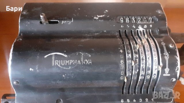 Стара немска изчислителна машина,калкулатор в стил арт декоTRIUMPHATOR, снимка 5 - Колекции - 42647807