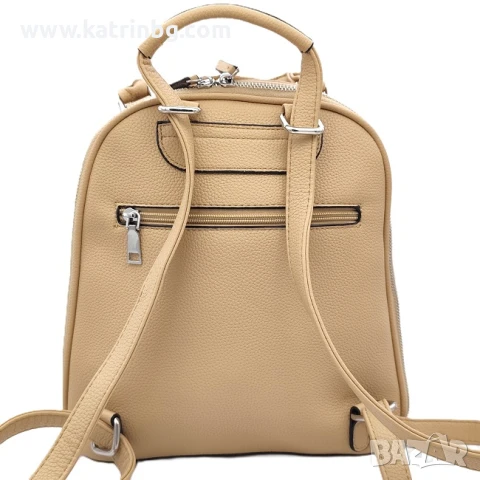 Бежова дамска раница от еко кожа, снимка 3 - Раници - 51017532