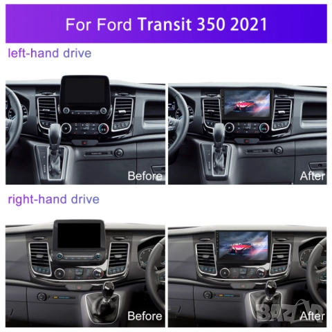 Мултимедия, за Ford Transit 350, Двоен дин, Android, Навигация, дисплей, Андроид плеър, Транзит бус, снимка 3 - Аксесоари и консумативи - 52881531