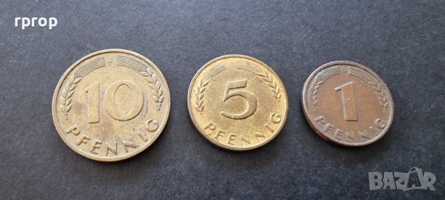 Монети . Германия. 1, 5 и 10 пфенига. 1950 година., снимка 2 - Нумизматика и бонистика - 38160577