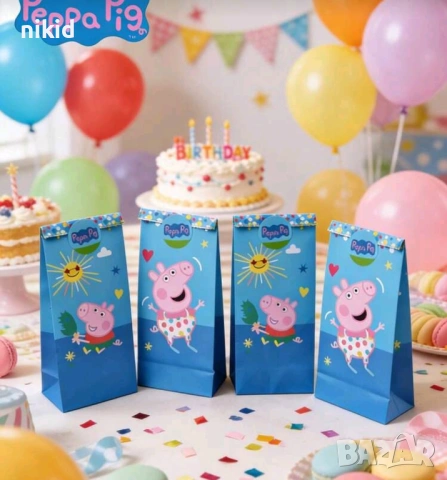 Пепа Пиг Pepa pig хартиени пакети торбички подаръчни опаковки + лепенка торба плик опаковка