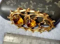 ИЗЯЩНА СТАРИННА ПОЗЛАТЕНА АР НУВО БРОШКА с ЮВЕЛИРНО ФАСЕТИРАН ЦИТРИН 29249, снимка 10