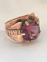 Старинен Дълбоко Позлатен Ювелирен Пръстен с Аметист 1930те г, снимка 1