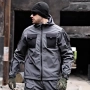 Работно Тактическо Ветроустойчиво яке с качулка, с много джобове, Цвят -Сив, снимка 7