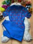 Син екип/комплект плетиво с череши, снимка 1
