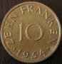 10 франка 1954, Саарланд, снимка 1