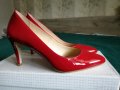Червени стилни обувки на висок ток., снимка 1