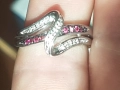 СРЕБЪРЕН  ПРЪСТЕН С  ЕСТЕСТВЕНИ  РОЗОВИ  И БЕЛИ  ДИАМАНТИ  СЕРТИФИКАТ , снимка 6