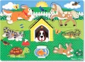 Дървен пъзел Melissa and Doug Домашни животни с дръжки, снимка 1