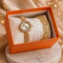 Елегантен дамски комплект – кварцов часовник с гривни в подаръчна кутия, снимка 2