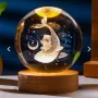 LED Светеща кристална топка/лампа, 3D сензорна-Кит и малко мече, снимка 1