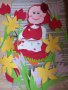 Ръчно изработена пролетна украса от картон Баба Марта,нарцис,лале и минзухар , снимка 1 - Декорация за дома - 44270667