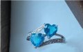 Нов, масивен сребърен пръстен с 2 сърца. С подарък-луксозна подаръчна кутия, снимка 1 - Пръстени - 33939169