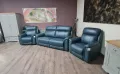 Тюркоазено син кожен комплект - диван тройка и два фотьойла La-z-boy, снимка 11
