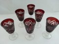 кристални чаши и гарафа цветен червен кристал , снимка 5