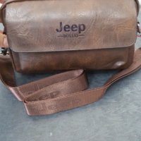 Мъжка чанта Jeep, еко кожа, регулируема презрамка, кафява - 2950, снимка 1 - Чанти - 36676564