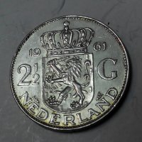 Сребърна монета 2,5 гулдена 1961 г. Холандия, снимка 6 - Нумизматика и бонистика - 30209582