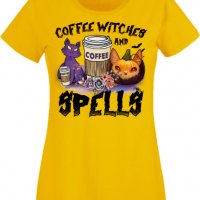 Дамска тениска Coffee Witches And Spells,Halloween,Хелоуин,Празник,Забавление,Изненада,Обичаи,, снимка 9 - Тениски - 38144683